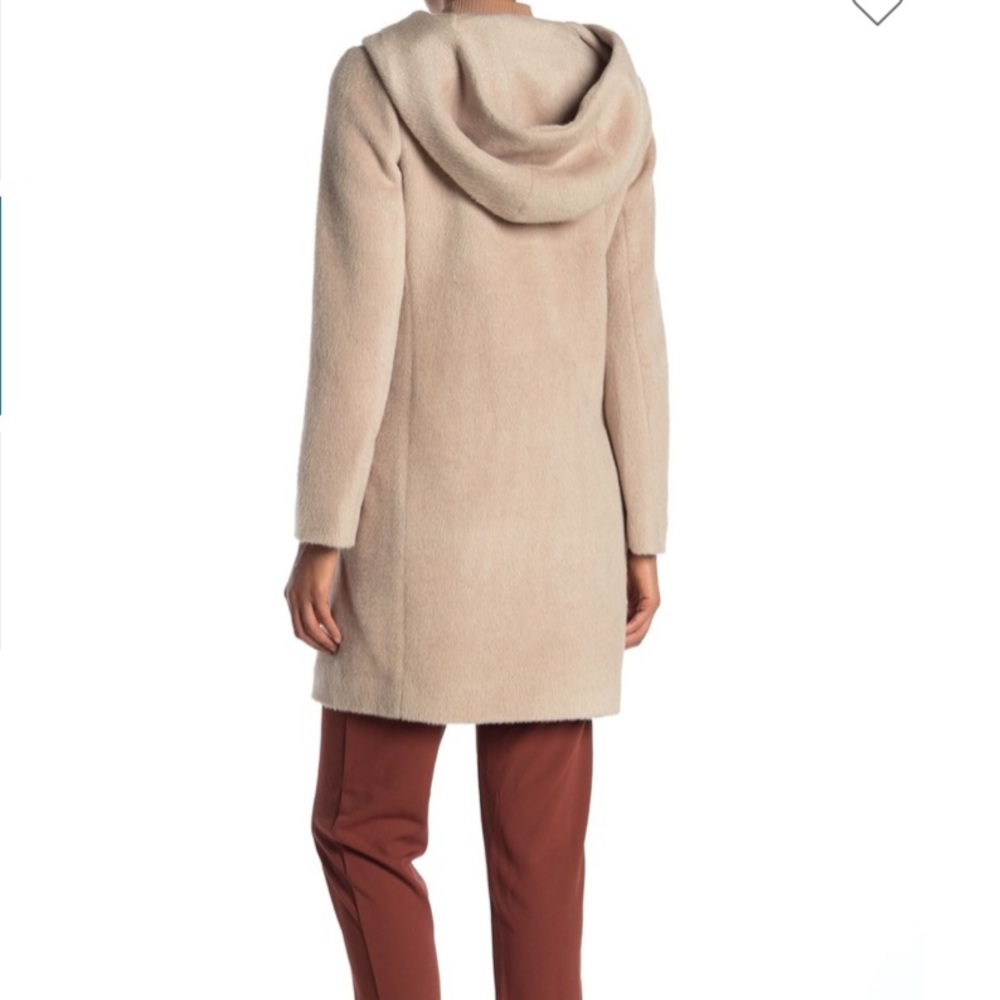 COLE HAAN Wool Alpaca Blush Pink Asymmetric Hooded Coat 10 NWT SRP $580 - Picture 11 of 15